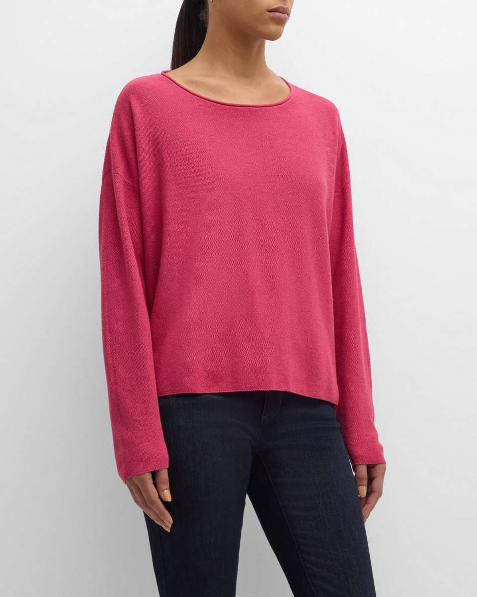 Scoop-Neck Organic Linen-Cotton Blouse